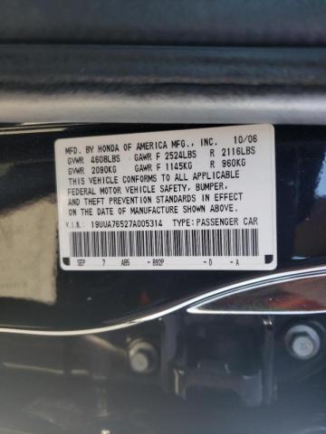 Photo 10 from auction – 2007 ACURA TL TYPE S with VIN 19UUA76527A005314
