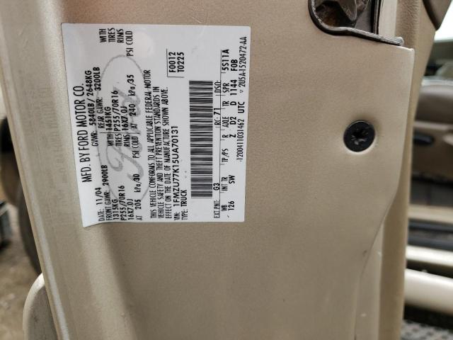 Photo 10 from auction – 2005 FORD EXPLORER S with VIN 1FMZU77K15UA70131