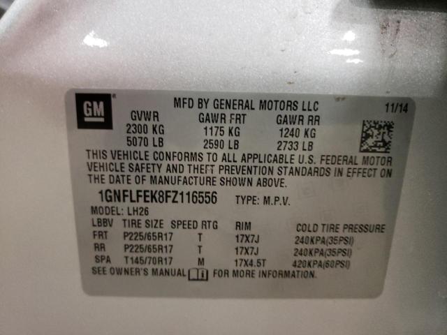 Photo 10 from auction – 2015 CHEVROLET EQUINOX LT with VIN 1GNFLFEK8FZ116556
