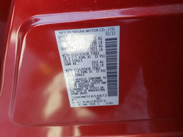 Photo 10 from auction – 2015 NISSAN PATHFINDER with VIN 5N1AR2MM7FC654872