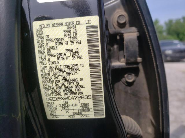Photo 10 from auction – 2004 NISSAN FRONTIER C with VIN 1N6ED29X64C472839