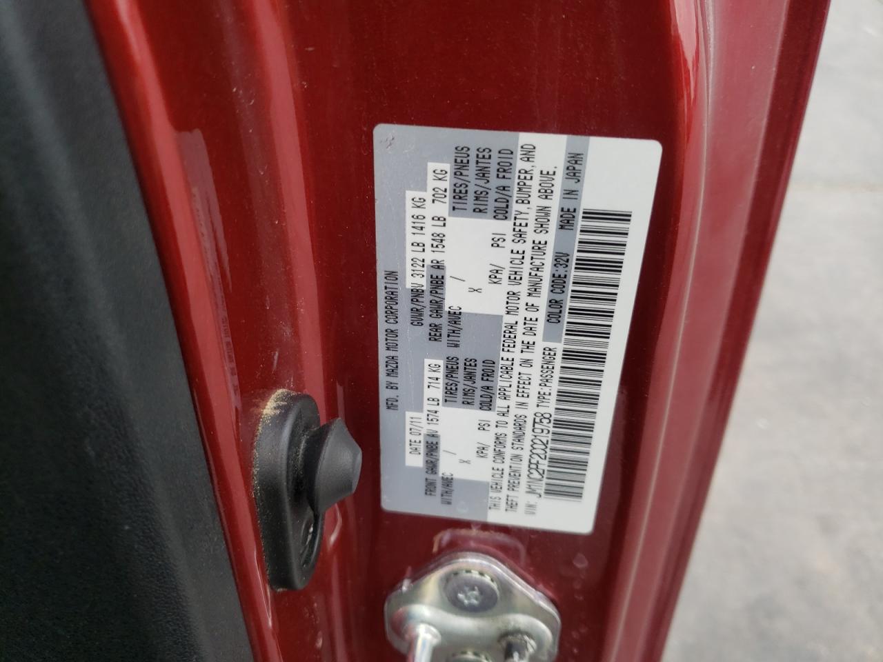 Photo 10 from auction – 2012 MAZDA MX-5 MIATA with VIN JM1NC2PF2C0219758