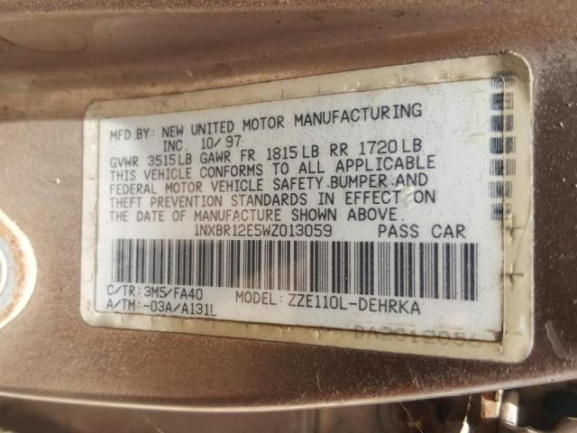 Photo 10 from auction – 1998 TOYOTA COROLLA VE with VIN 1NXBR12E5WZ013059