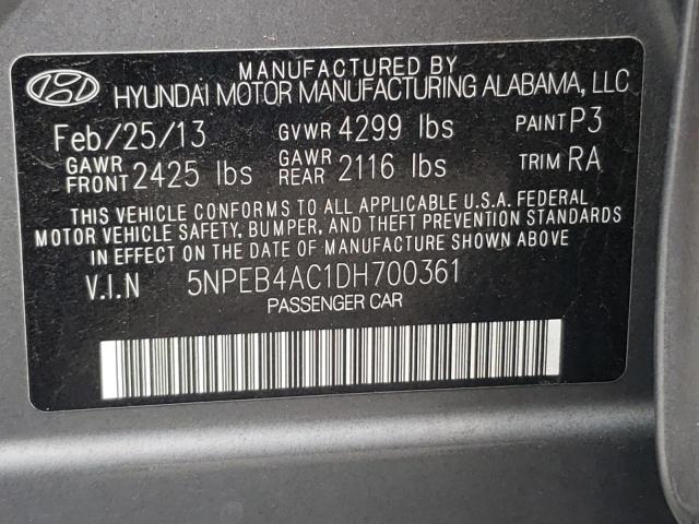 Photo 10 from auction – 2013 HYUNDAI SONATA GLS with VIN 5NPEB4AC1DH700361