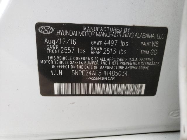 Photo 10 from auction – 2017 HYUNDAI SONATA SE with VIN 5NPE24AF5HH485034