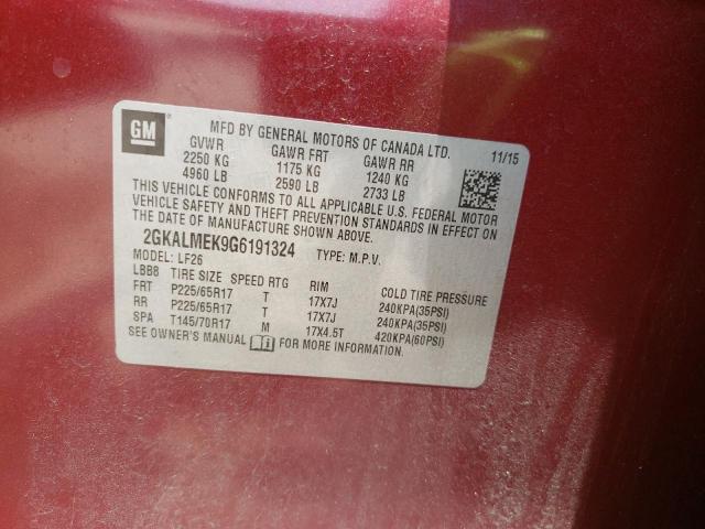 Photo 10 from auction – 2016 GMC TERRAIN SL with VIN 2GKALMEK9G6191324