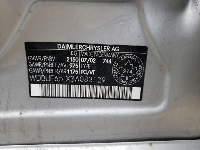 Photo 10 from auction – 2003 MERCEDES-BENZ E 320 with VIN WDBUF65JX3A083129