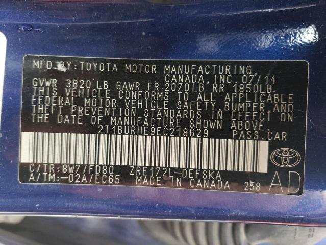 Photo 10 from auction – 2014 TOYOTA COROLLA L with VIN 2T1BURHE9EC218629