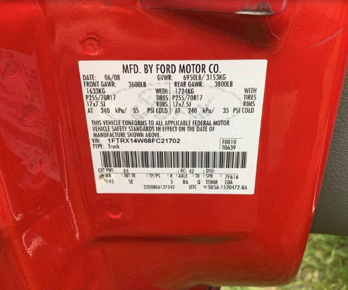 Photo 10 from auction – 2008 FORD F150 with VIN 1FTRX14W68FC21702