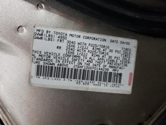 LEXUS RX 300 2000 with VIN JT6HF10U0Y0144239 - Photo from auction