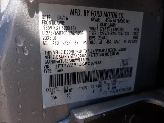 Photo 10 from auction – 2016 FORD F250 SUPER with VIN 1FT7W2BT5GEC67535