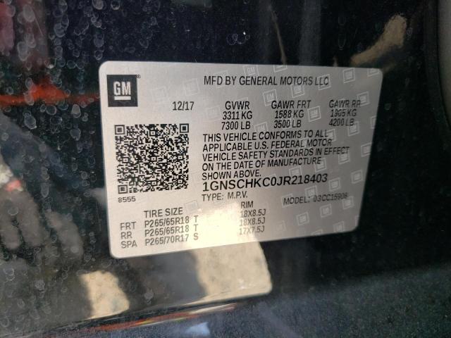 Photo 10 from auction – 2018 CHEVROLET SUBURBAN C with VIN 1GNSCHKC0JR218403