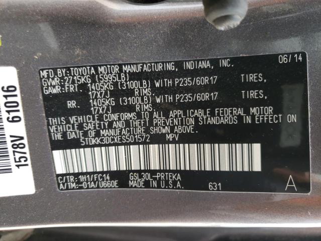 Photo 10 from auction – 2014 TOYOTA SIENNA LE with VIN 5TDKK3DCXES501572