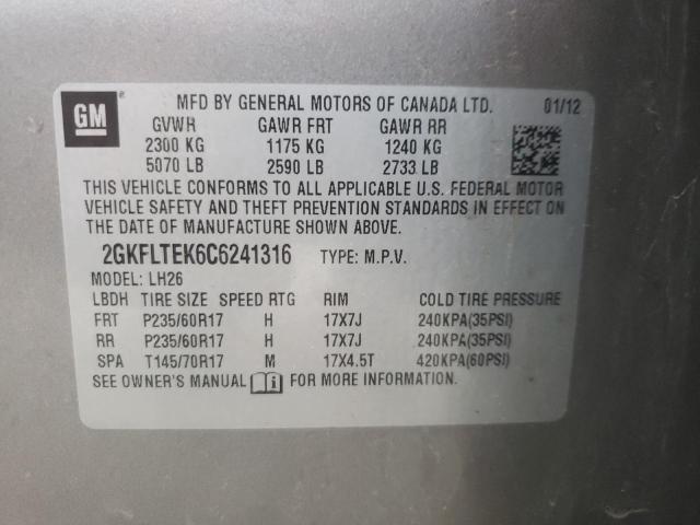 Photo 10 from auction – 2012 GMC TERRAIN SL with VIN 2GKFLTEK6C6241316