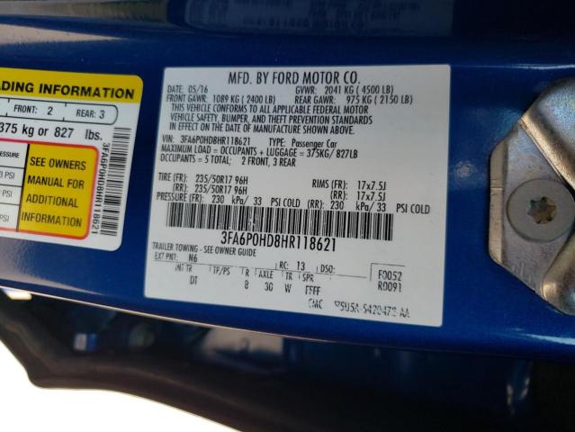 Photo 10 from auction – 2017 FORD FUSION SE with VIN 3FA6P0HD8HR118621