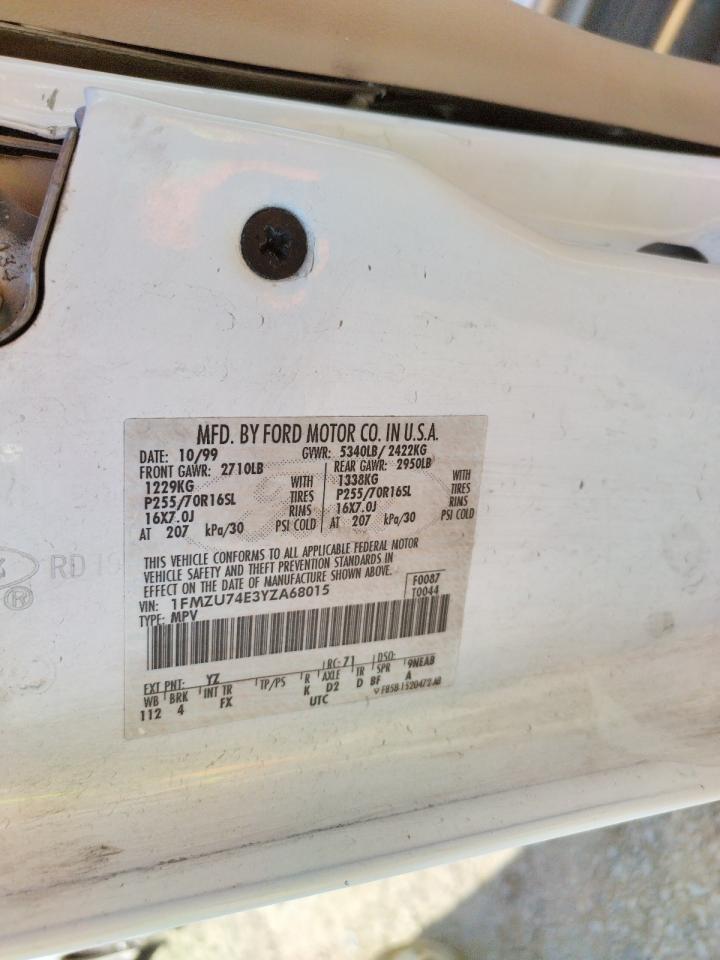 Photo 10 from auction – 2000 FORD EXPLORER E with VIN 1FMZU74E3YZA68015