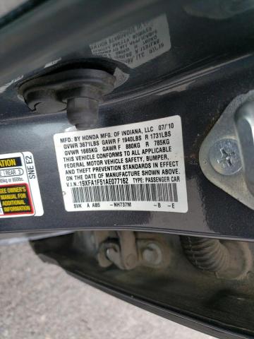 Photo 10 from auction – 2010 HONDA CIVIC LX with VIN 19XFA1F51AE077162