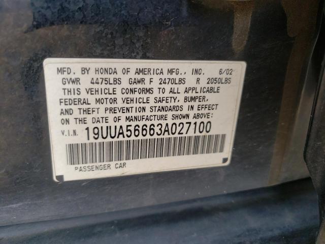 Photo 10 from auction – 2003 ACURA 3.2TL with VIN 19UUA56663A027100