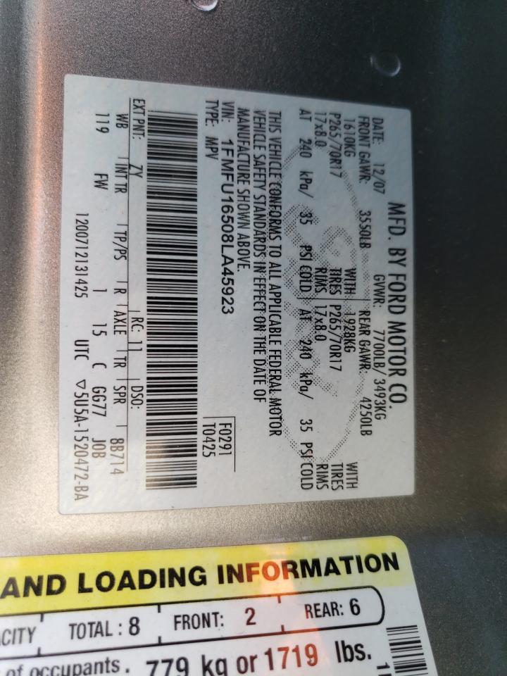 Photo 10 from auction – 2008 FORD EXPEDITION with VIN 1FMFU16508LA45923