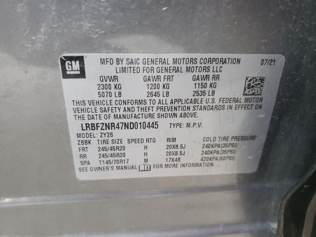 Photo 10 from auction – 2022 BUICK ENVISION E with VIN LRBFZNR47ND010445