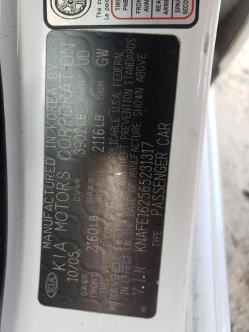 Photo 10 from auction – 2006 KIA SPECTRA5 with VIN KNAFE162565231317