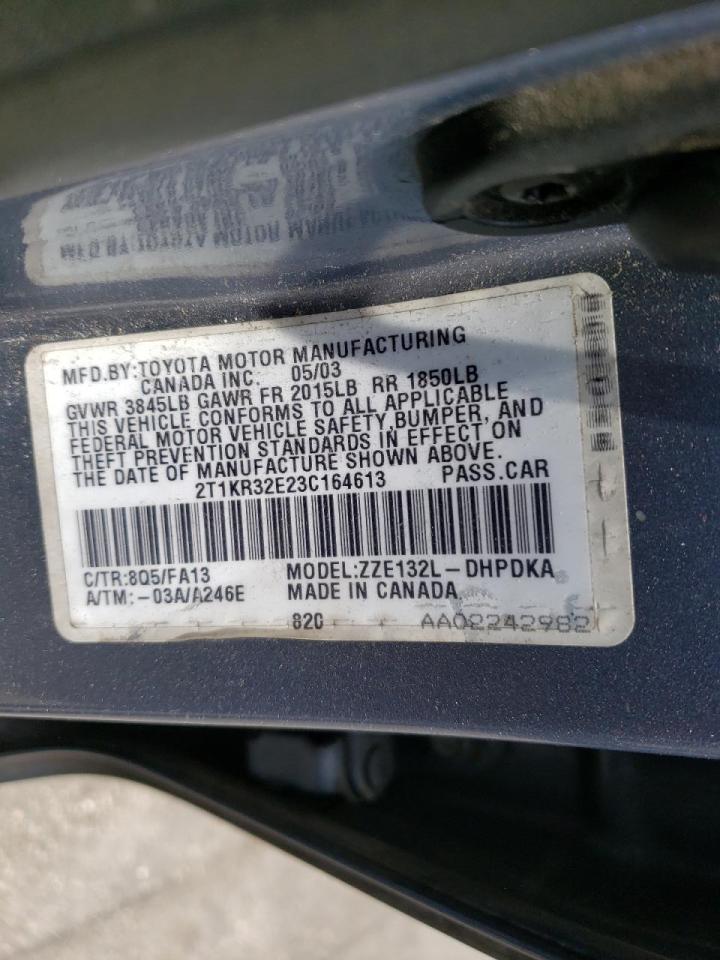 Photo 10 from auction – 2003 TOYOTA COROLLA MA with VIN 2T1KR32E23C164613