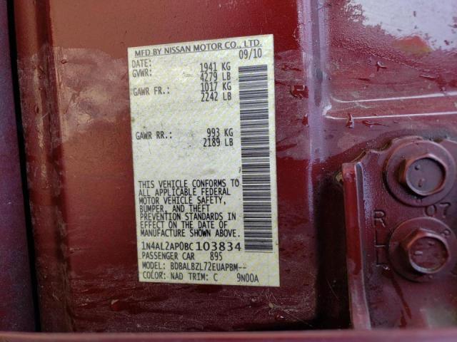 Photo 10 from auction – 2011 NISSAN ALTIMA BAS with VIN 1N4AL2AP0BC103834