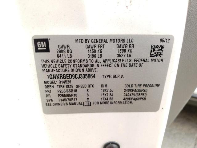 Photo 10 from auction – 2012 CHEVROLET TRAVERSE L with VIN 1GNKRGED9CJ335864