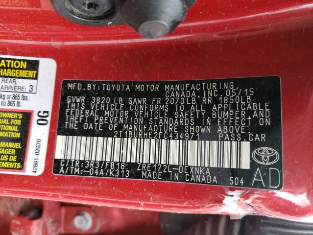 Photo 10 from auction – 2015 TOYOTA COROLLA L with VIN 2T1BURHE2FC434971