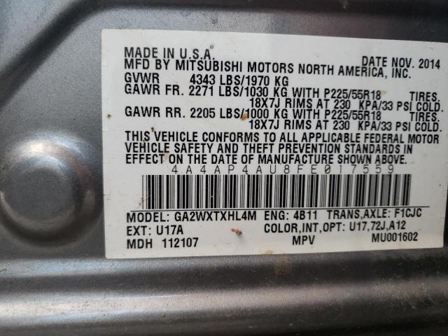 Photo 10 from auction – 2015 MITSUBISHI OUTLANDER with VIN 4A4AP4AU8FE017559