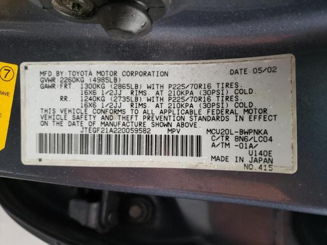 Photo 10 from auction – 2002 TOYOTA HIGHLANDER with VIN JTEGF21A220059582