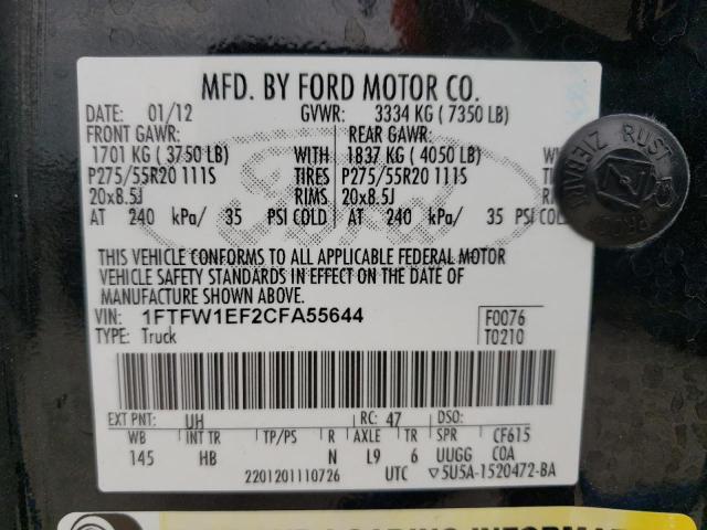 Photo 10 from auction – 2012 FORD F150 SUPER with VIN 1FTFW1EF2CFA55644
