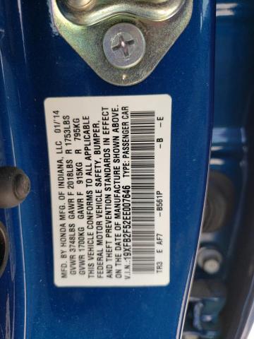Photo 10 from auction – 2014 HONDA CIVIC LX with VIN 19XFB2F52EE007646