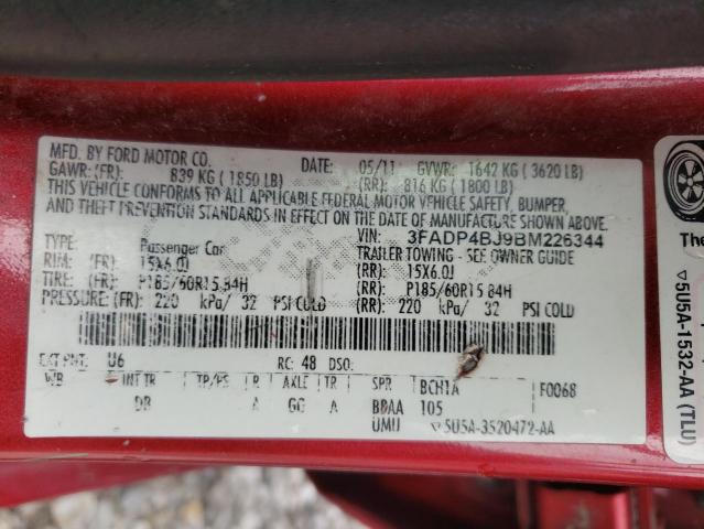 Photo 10 from auction – 2011 FORD FIESTA SE with VIN 3FADP4BJ9BM226344