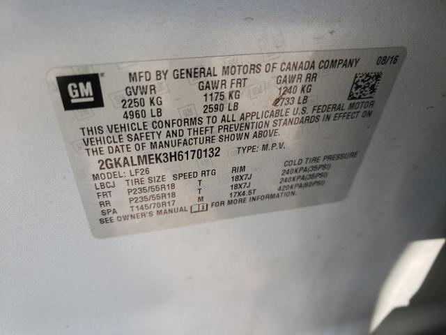 Photo 10 from auction – 2017 GMC TERRAIN SL with VIN 2GKALMEK3H6170132