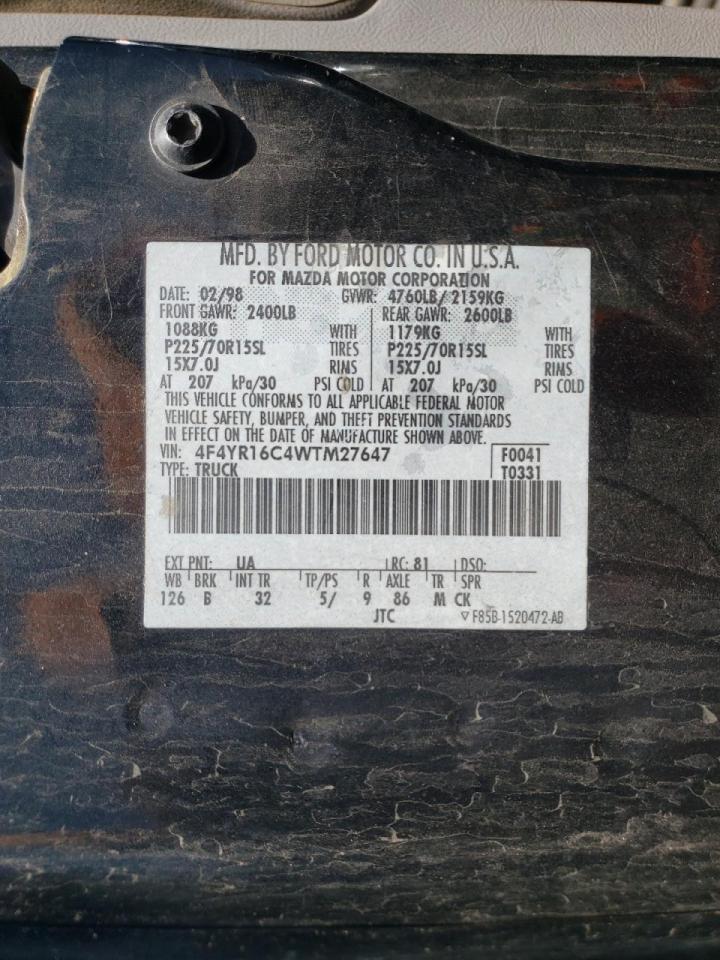 Photo 10 from auction – 1998 MAZDA B2500 CAB with VIN 4F4YR16C4WTM27647