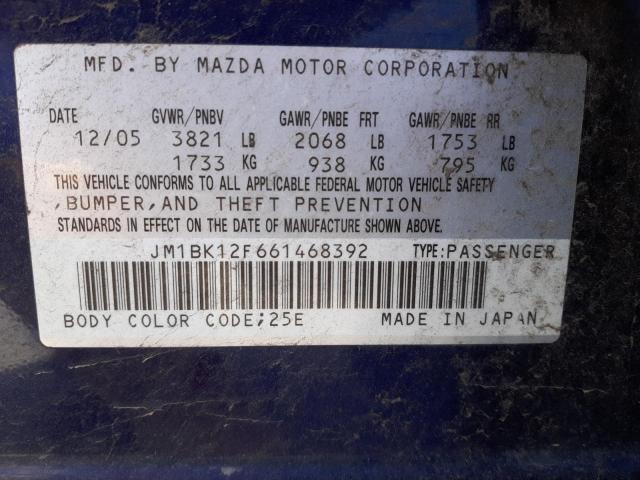 Photo 10 from auction – 2006 MAZDA 3 I with VIN JM1BK12F661468392