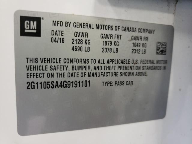 Photo 10 from auction – 2016 CHEVROLET IMPALA LT with VIN 2G1105SA4G9191101