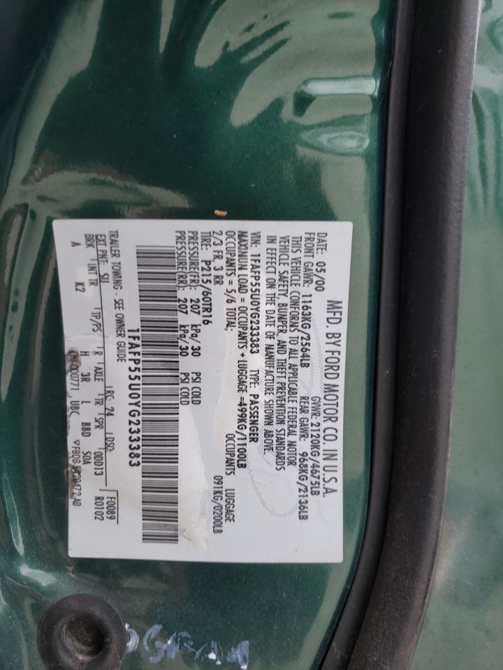 Photo 10 from auction – 2000 FORD TAURUS SES with VIN 1FAFP55U0YG233383
