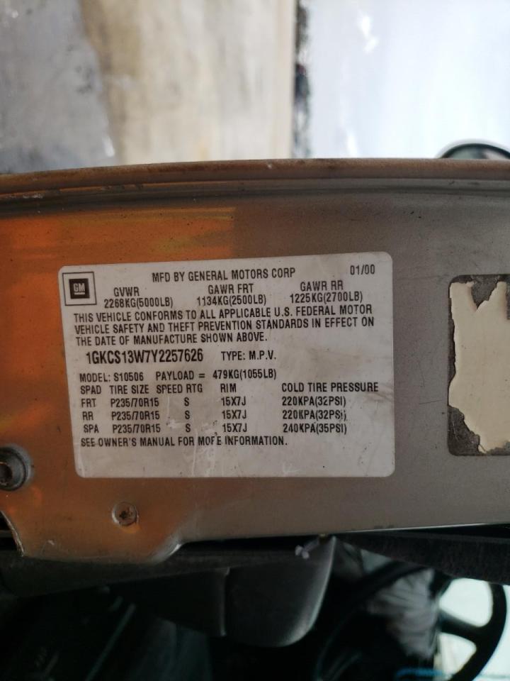 Photo 10 from auction – 2000 GMC JIMMY with VIN 1GKCS13W7Y2257626