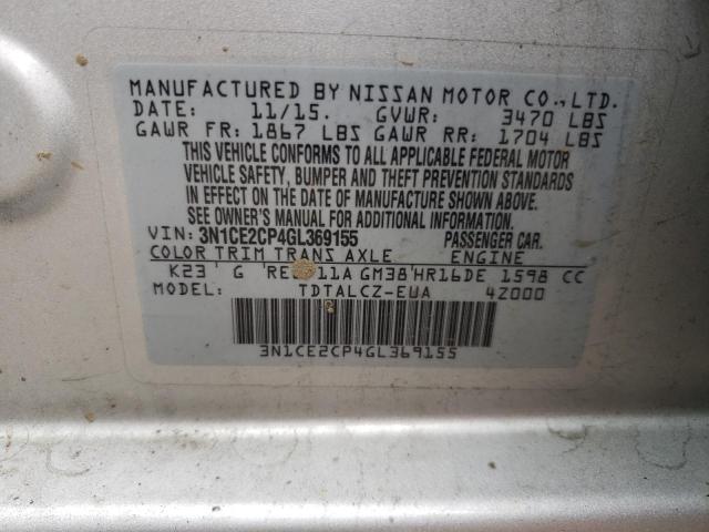 Photo 10 from auction – 2016 NISSAN VERSA NOTE with VIN 3N1CE2CP4GL369155