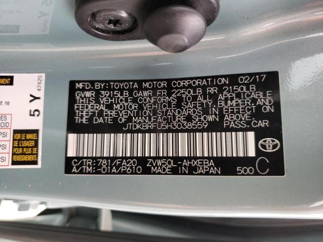Photo 10 from auction – 2017 TOYOTA PRIUS with VIN JTDKBRFU5H3038559
