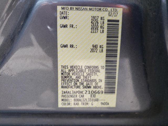 Photo 10 from auction – 2017 NISSAN ALTIMA 2.5 with VIN 1N4AL3AP0HC210669
