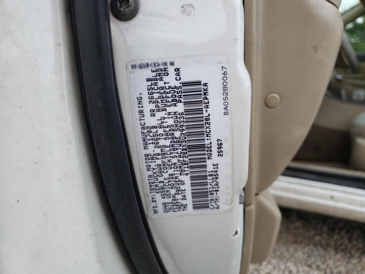 Photo 10 from auction – 2003 TOYOTA AVALON XL with VIN 4T1BF28BX3U299336