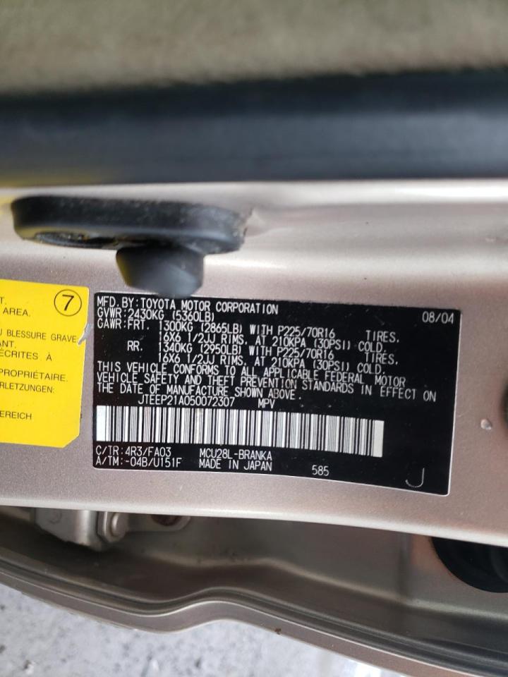 Photo 10 from auction – 2005 TOYOTA HIGHLANDER with VIN JTEEP21A050072307