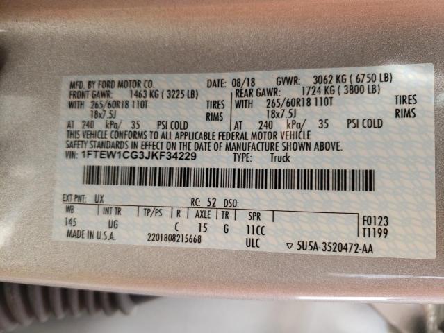 Photo 10 from auction – 2018 FORD F150 SUPER with VIN 1FTEW1CG3JKF34229