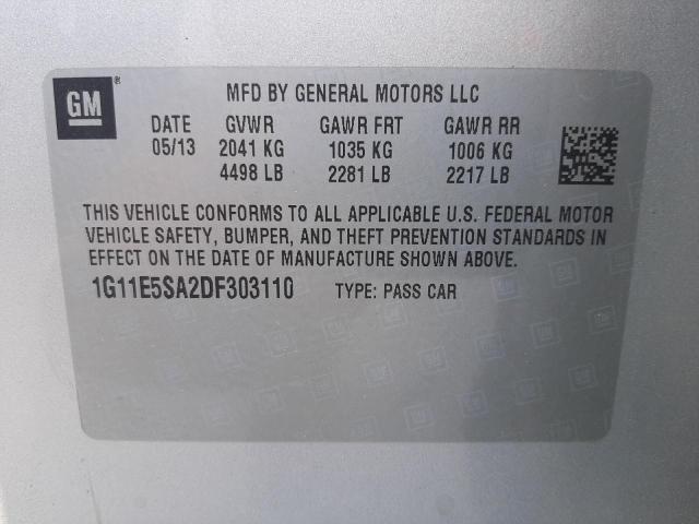 Photo 10 from auction – 2013 CHEVROLET MALIBU 2LT with VIN 1G11E5SA2DF303110