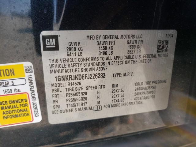 Photo 10 from auction – 2015 CHEVROLET TRAVERSE L with VIN 1GNKRJKD6FJ226283