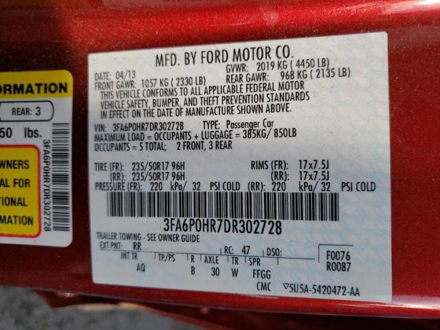 Photo 10 from auction – 2013 FORD FUSION SE with VIN 3FA6P0HR7DR302728
