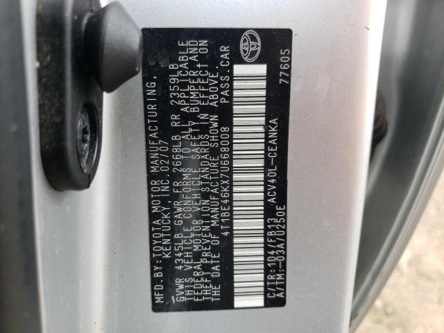 Photo 10 from auction – 2007 TOYOTA CAMRY CE with VIN 4T1BE46KX7U668008